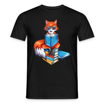 Fuchs Nerd Bücher lesen Leseratte Bibliothek Buch - Männer T-Shirt - Schwarz - Vorne - AI Model Male 178 light (178cm)