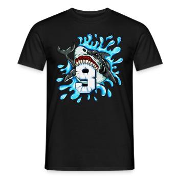 Geburtstagsgeschenk zum 9. Geburtstag Kinder Hai - Männer T-Shirt - Schwarz - Vorne - AI Model Male 178 light (178cm)
