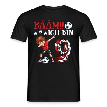 Fußballspieler Dabbing Kinder Outfit 9. Geburtstag - Männer T-Shirt - Schwarz - Vorne - AI Model Male 178 light (178cm)