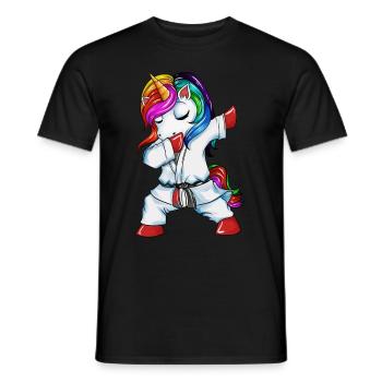 Karate Jiu Jitsu Unicorn Design That Dances Dabbing - Men's T-Shirt - black - Front - AI Model Male 178 light (178cm)