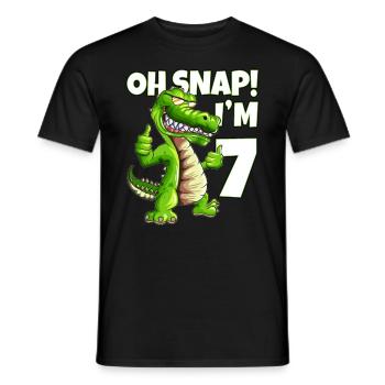 Kinder die 7 werden Kids Alligator Krokodil Design - Männer T-Shirt - Schwarz - Vorne - AI Model Male 178 light (178cm)
