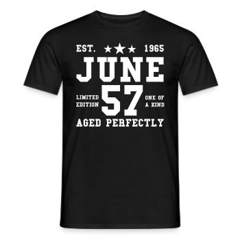 57e anniversaire Juin né 1965 Idée cadeau - T-shirt homme - noir - Devant - AI Model Male 178 light (178cm)