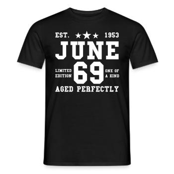69. Geburtstag Juni Jahrgang 1953 Geschenkidee - Männer T-Shirt - Schwarz - Vorne - AI Model Male 178 light (178cm)