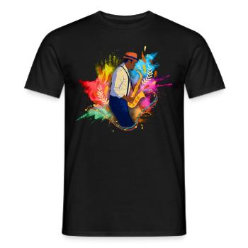 Jazz Cadeau Saxophone Instrument de Musique Musique à Vent - T-shirt homme - noir - Devant - AI Model Male 178 light (178cm)