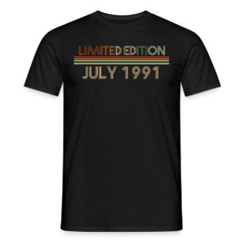 31ème anniversaire Juillet né 1991 Idée cadeau - T-shirt homme - noir - Devant - AI Model Male 178 light (178cm)