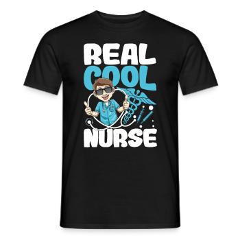 Real Cool Nurse für eine Pflegefachkraft - Männer T-Shirt - Schwarz - Vorne - AI Model Male 178 light (178cm)