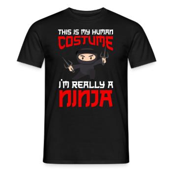 Ninja Tshirt Kids Men Ninjutsu - Men's T-Shirt - black - Front - AI Model Male 178 light (178cm)