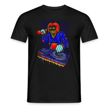 DJ Tshirt für Party Disc Jockey Rave Techno Mixer - Männer T-Shirt - Schwarz - Vorne - AI Model Male 178 light (178cm)