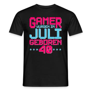 40. Geburtstag Juli Jahrgang 1982 Gamer - Männer T-Shirt - Schwarz - Vorne - AI Model Male 178 light (178cm)