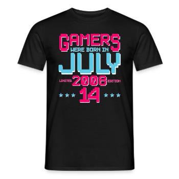14. Geburtstag Juli Jahrgang 2008 Gamer - Männer T-Shirt - Schwarz - Vorne - AI Model Male 178 light (178cm)