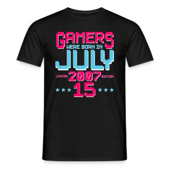 15ème Anniversaire Juillet Vintage 2007 Gamer - T-shirt homme - noir - Devant - AI Model Male 178 light (178cm)