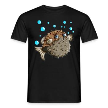 Le poisson-globe fait des amateurs de bulles des poissons créatures marines - T-shirt homme - noir - Devant - AI Model Male 178 light (178cm)