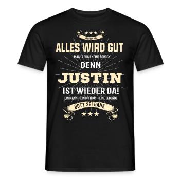 Alles wird gut, denn Justin ist wieder da T-Shirt - Männer T-Shirt - Schwarz - Vorne - AI Model Male 178 light (178cm)