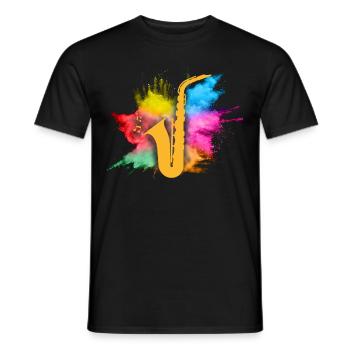 Jazz Cadeau Saxophone Instrument de Musique Musique à Vent - T-shirt homme - noir - Devant - AI Model Male 178 light (178cm)