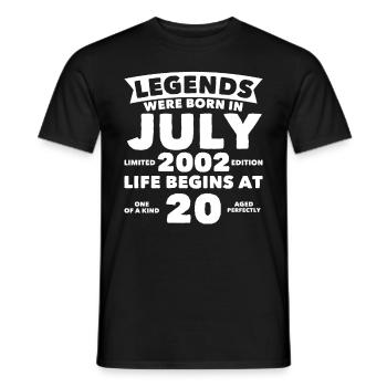 20. Geburtstag Juli Jahrgang 2002 Geschenkidee - Männer T-Shirt - Schwarz - Vorne - AI Model Male 178 light (178cm)