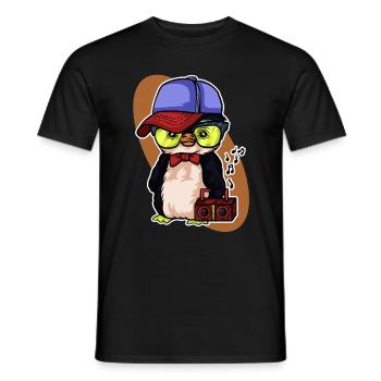 Pinguin Tshirt Kinder Musik Cool Musikbox Musik - Männer T-Shirt - Schwarz - Vorne - AI Model Male 178 light (178cm)