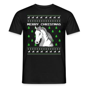 Christmas Horse Ugly Christmas Gift Xmas - Men's T-Shirt - black - Front - AI Model Male 178 light (178cm)