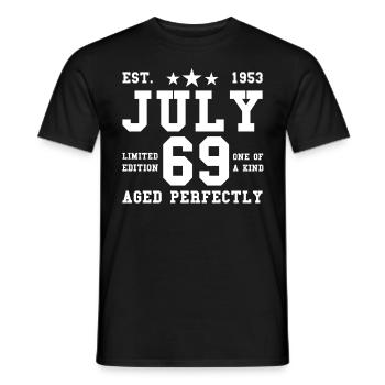 69th birthday July born 1953 Gift idea - Men's T-Shirt - black - Front - AI Model Male 178 light (178cm)