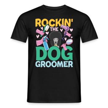 Rockin The Dog Groomer für einen Hundfriseur - Männer T-Shirt - Schwarz - Vorne - AI Model Male 178 light (178cm)