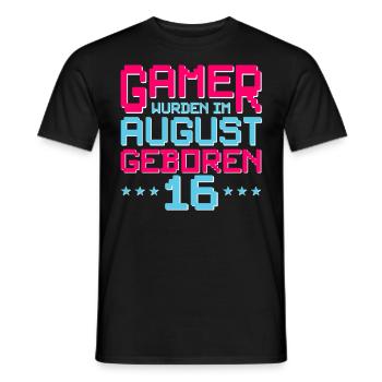 16. Geburtstag August Jahrgang 2006 Gamer - Männer T-Shirt - Schwarz - Vorne - AI Model Male 178 light (178cm)