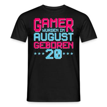20. Geburtstag August Jahrgang 2002 Gamer - Männer T-Shirt - Schwarz - Vorne - AI Model Male 178 light (178cm)