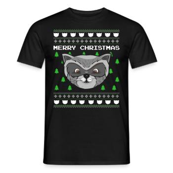 Raton laveur de Noël Cadeau de Noël Noël - T-shirt homme - noir - Devant - AI Model Male 178 light (178cm)