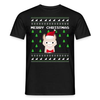 Lama de Noël laid - T-shirt homme - noir - Devant - AI Model Male 178 light (178cm)