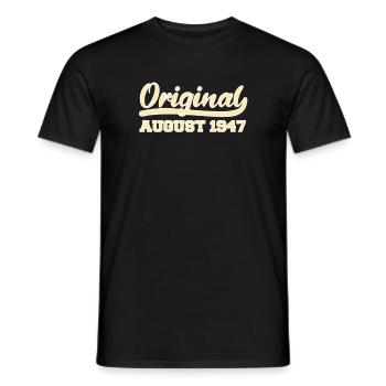 75e anniversaire Août né 1947 Idée cadeau - T-shirt homme - noir - Devant - AI Model Male 178 light (178cm)