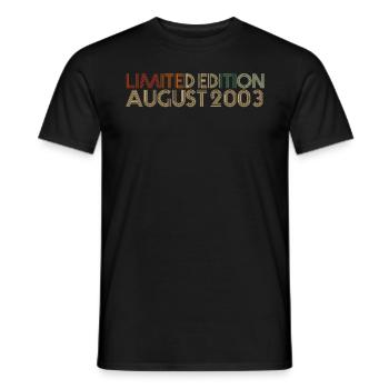19th birthday August vintage 2003 gift idea - Men's T-Shirt - black - Front - AI Model Male 178 light (178cm)