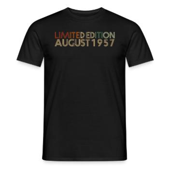 65e anniversaire Naissance août 1957 Idée cadeau - T-shirt homme - noir - Devant - AI Model Male 178 light (178cm)