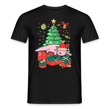Christmas Axolotl Ugly Christmas Gift Xmas - Men's T-Shirt - black - Front - AI Model Male 178 light (178cm)