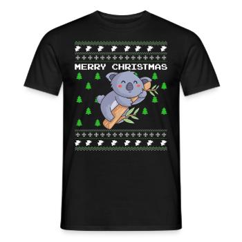 Ugly Christmas Sweater Koala - Men's T-Shirt - black - Front - AI Model Male 178 light (178cm)