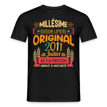 Millésime Né(e) Juillet 2011 Cadeau Anniversaire - T-shirt homme - noir - Devant - AI Model Male 178 light (178cm)