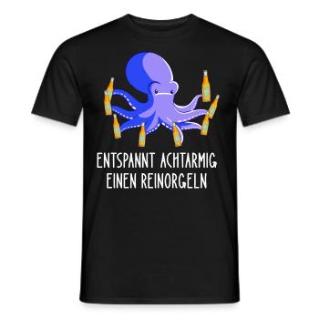 Entspannt Achtarmig einen reinorgeln Tintenfisch - Männer T-Shirt - Schwarz - Vorne - AI Model Male 178 light (178cm)