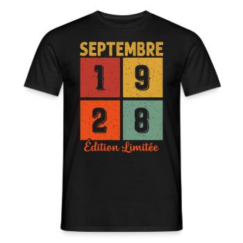 Septembre 1928 Original Idée Cadeau Anniversaire - T-shirt homme - noir - Devant - AI Model Male 178 light (178cm)