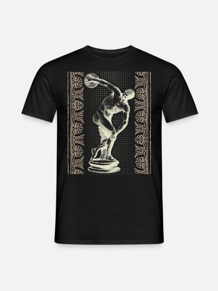 Greece, discus thrower, Greek meander - Men's T-Shirt - black