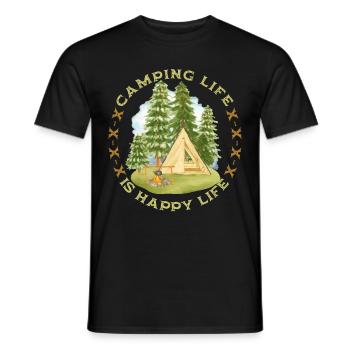 Camping, Camping-Life, Camping, Funny Saying - Men's T-Shirt - black - Front - AI Model Male 178 light (178cm)