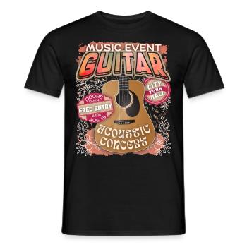 Akustische Gitarre, Gitarrenspieler Konzert Plakat - Männer T-Shirt - Schwarz - Vorne - AI Model Male 178 light (178cm)