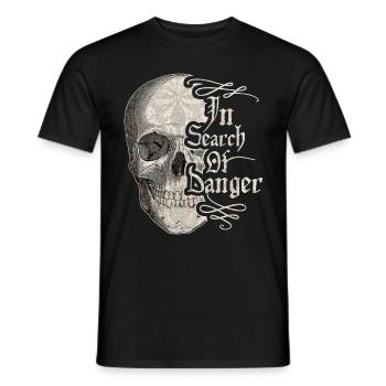 Crâne vintage, Crâne, Dicton drôle, Danger - T-shirt homme - noir - Devant - AI Model Male 178 light (178cm)