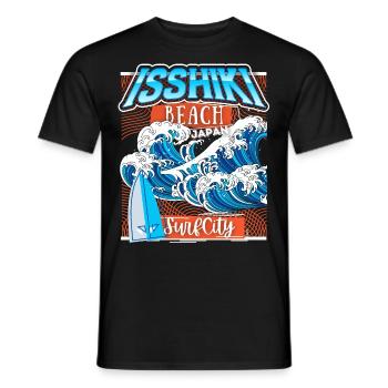 Japan, Isshiki Beach, Surfing Hokusai-Welle - Männer T-Shirt - Schwarz - Vorne - AI Model Male 178 light (178cm)