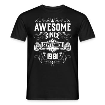 Septembre Fête d’anniversaire Ancienne année de construction 1981 - T-shirt homme - noir - Devant - AI Model Male 178 light (178cm)
