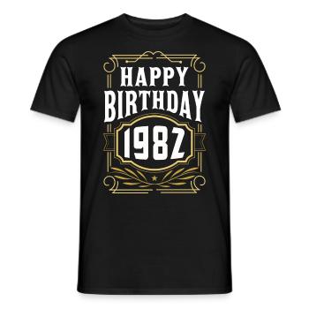 1982 Fête d’anniversaire Vieille année de construction - T-shirt homme - noir - Devant - AI Model Male 178 light (178cm)