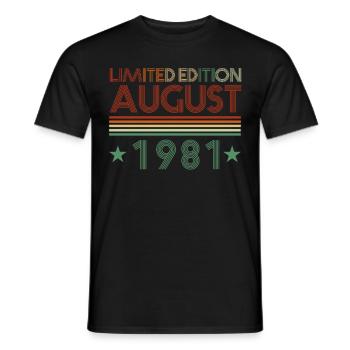 41ème anniversaire Août né 1981 Idée cadeau - T-shirt homme - noir - Devant - AI Model Male 178 light (178cm)