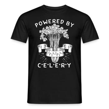 Sellerie, Powered-By-Celery, lustiger Spruch - Männer T-Shirt - Schwarz - Vorne - AI Model Male 178 light (178cm)