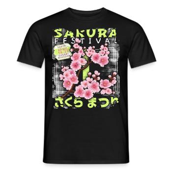 Japanese Cherry Blossom, Sakura Cherry Blossom Festival - Men's T-Shirt - black - Front - AI Model Male 178 light (178cm)