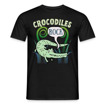 Crocodile crocodile, dicton drôle, style dessin animé - T-shirt homme - noir - Devant - AI Model Male 178 light (178cm)