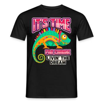 Chameleon, funny saying, motivational inspiration - Men's T-Shirt - black - Front - AI Model Male 178 light (178cm)