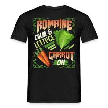Salad, Romana salad, carrots, funny saying - Men's T-Shirt - black - Front - AI Model Male 178 light (178cm)
