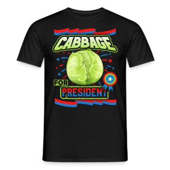 Cabbage, funny saying, Cabbage-For-President - Men's T-Shirt - black - Front - AI Model Male 178 light (178cm)