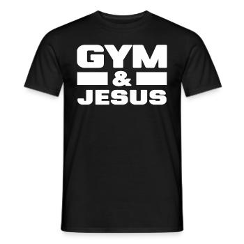 Gym and Jesus Christian Workout Gym and Jesus - Men's T-Shirt - black - Front - AI Model Male 178 light (178cm)